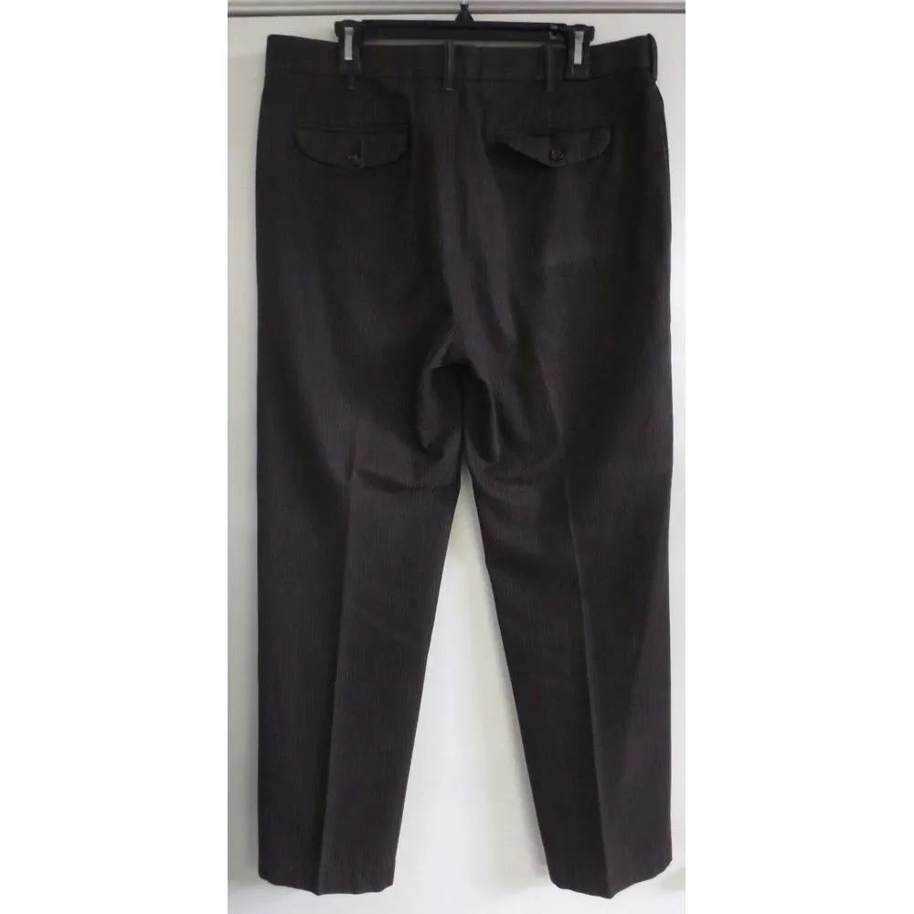 BANANA REPUBLIC Brown Pinstripe Straight Fit 35/32 Cotton Blend Pants Slacks Men